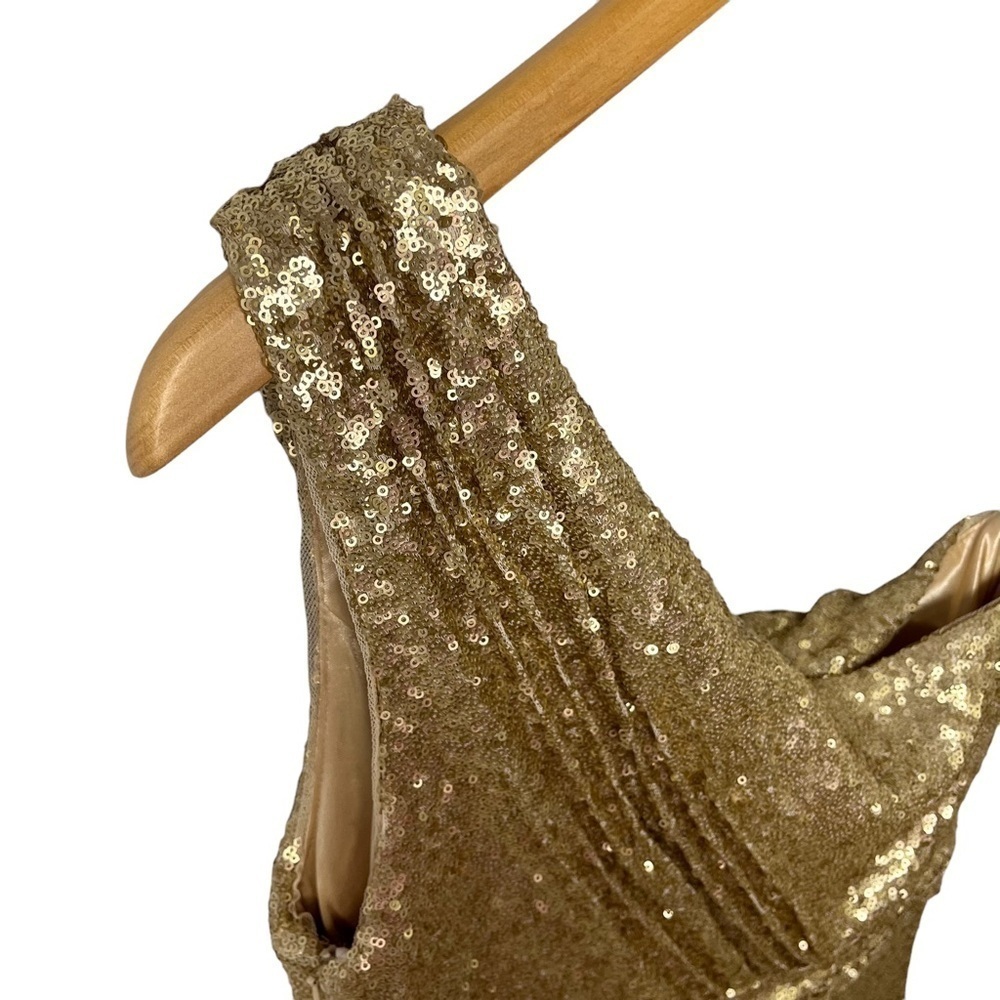 Revelry Starla Sequin Dress One Shoulder Gold Size 8 Bridesmaid Prom 2436 R - Picture 7 of 13